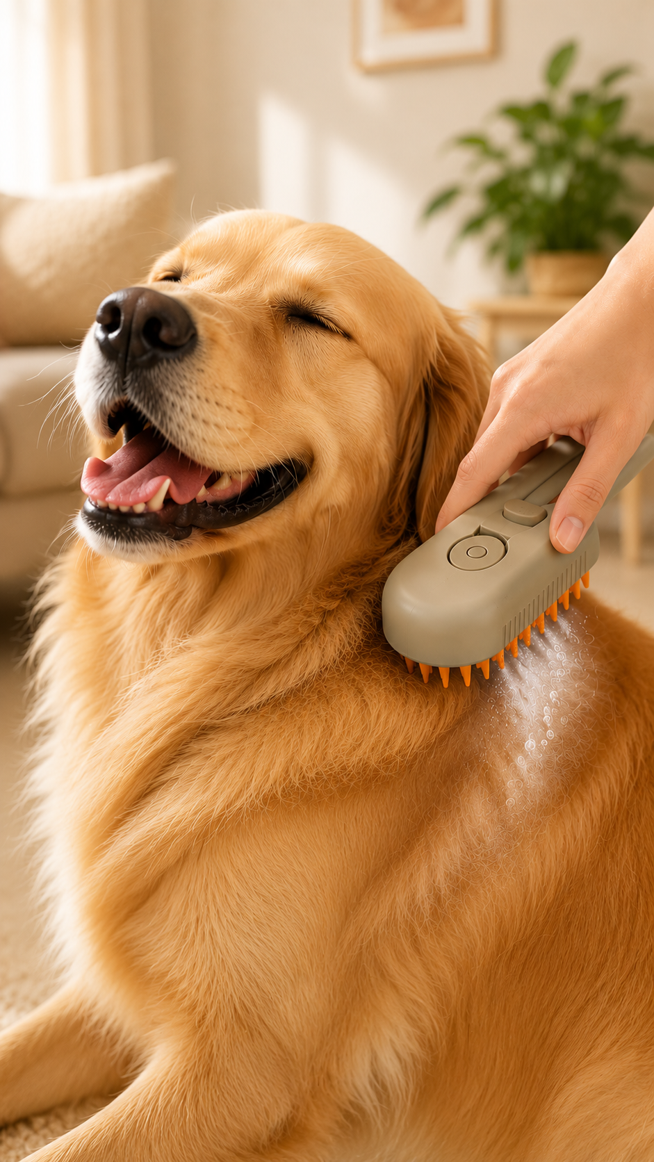 3-in-1 steam pet grooming brush for dogs & cats