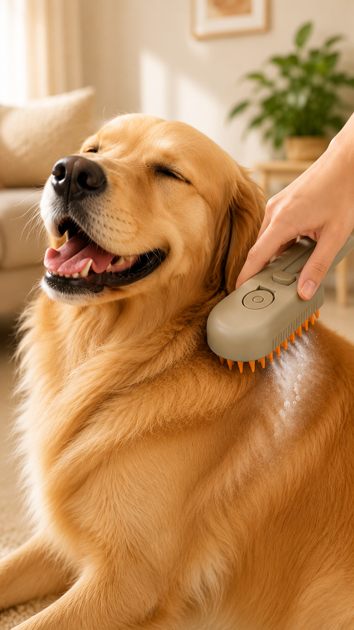 3-in-1 steam pet grooming brush for dogs & cats