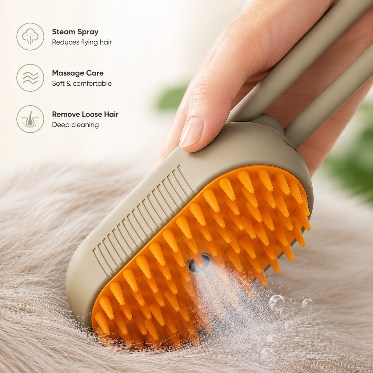 3-in-1 steam pet grooming brush for dogs & cats